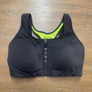 Nike Womens Shape Dri-fit Sports Bra Small Front Zip Athletic Logo Swoosh Gym